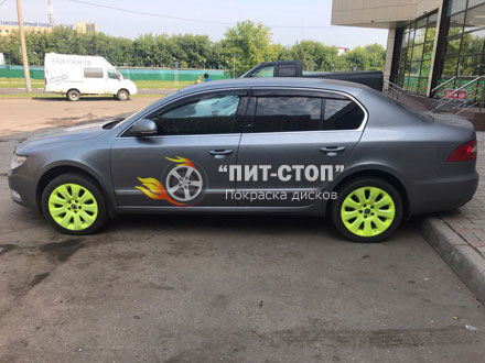 Рал 1026 + лак с глиттерами