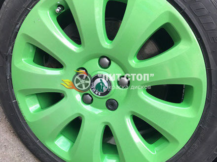 Рал 6018 + лак с глиттерами